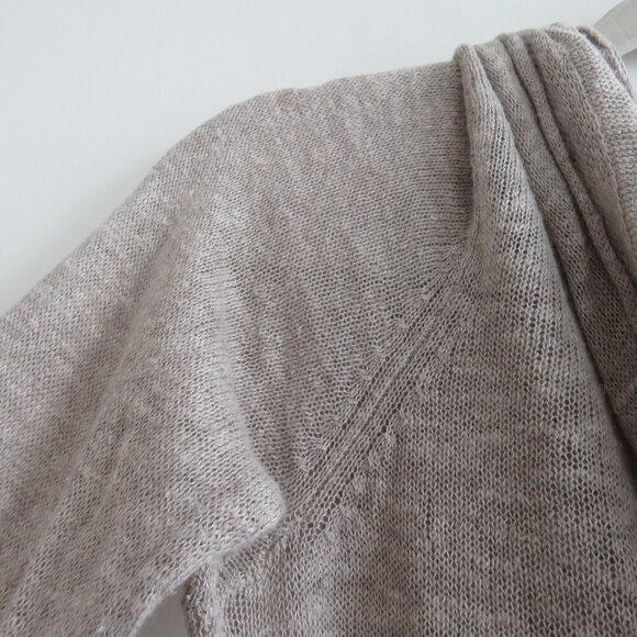 WHITE + WARREN Linen Knit Open Front Hooded Cardigan in Oatmeal Beachy Coastal - Picture 9 of 12